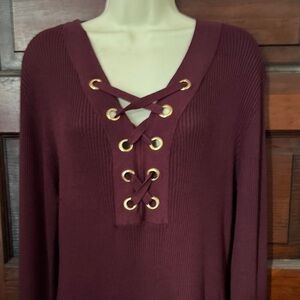 No Boundaries Burgundy Long Sleeve Dress
